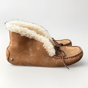 UGG Alena Women's Slippers Chestnut Suede Shearling Moccasins Size 9